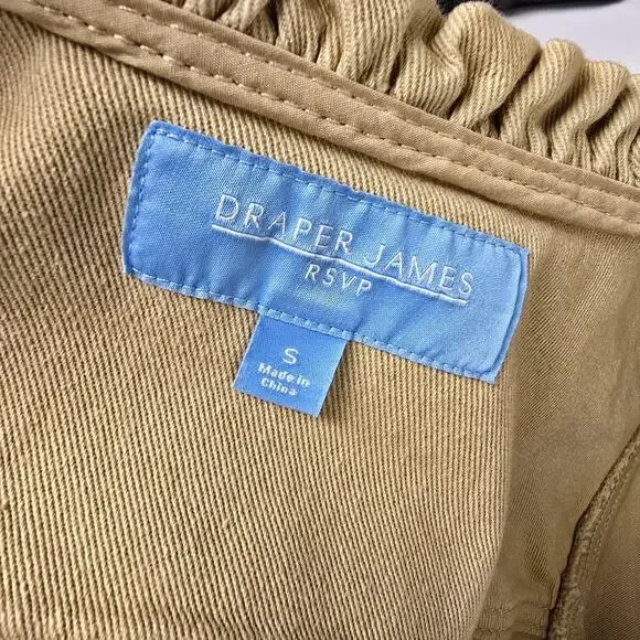 Draper James RSVP Stretch Denim Jacket Size S Khaki Tan Button Front Preppy - Picture 6 of 8